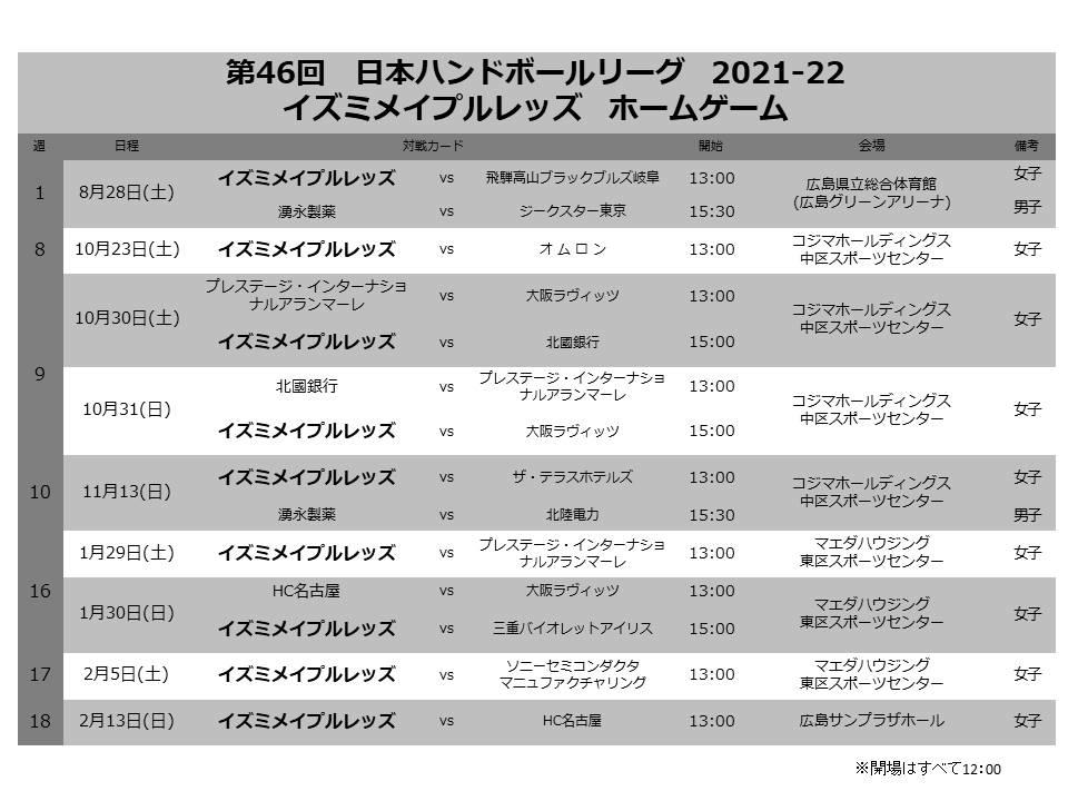 第46回日本ハンドボールリーグ ホームゲームチケット情報 イメージ